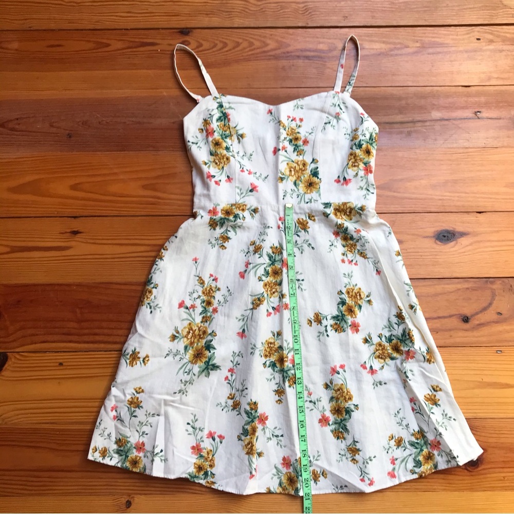 Old Navy Off White Yellow Floral Linen Cami Skater Dress, EUC, M - Picture 8 of 14